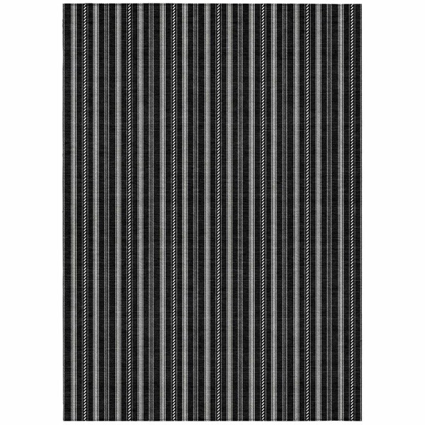 Homeroots 5' X 8' Black And Ivory Striped Washable Indoor Outdoor Area Rug 595848 - main