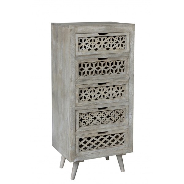 Homeroots 20" Gray Solid Wood Five Drawer Standard Chest 489195 - main