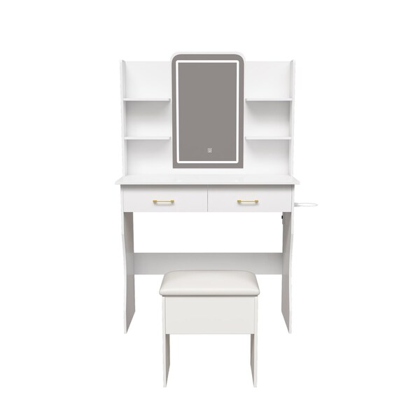 Homeroots 35" White Wood Lighted Two Drawer Dresser 714257 - main