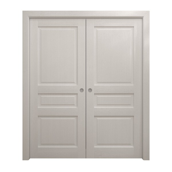 Sartodoors Sliding French Double Pocket Doors 84 x 80 inches, Ego 5012 Painted White Oak, Kit Rail Hardware , EGO5012DP-PWO-84 - main