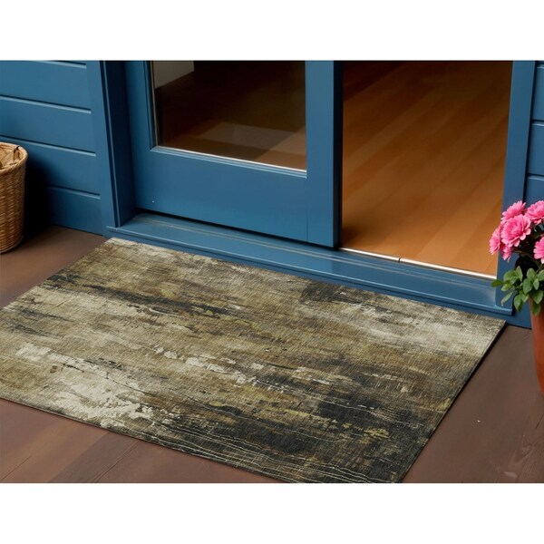 Homeroots 3' X 5' Beige And Taupe Abstract Washable Indoor Outdoor Area Rug 617644 - main