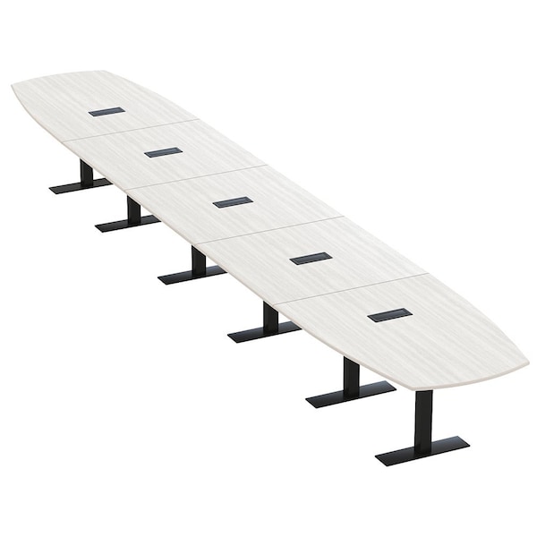 Skutchi Designs Arc Boat Conference Table With Power, 48 in W, 264 in L HAR-ABOT-48X264-T.BK-WA7976-EBLK - main