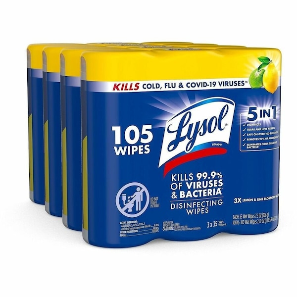 Lysol Reckitt Benckiser Professional 82159CT Disinfecting Wipes; 7 x 8; White; Lemon & Lime Blossom 82159CT - main