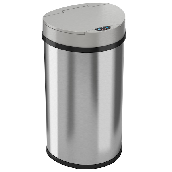Hls Commercial 13 gal Half-Round Indoor Metal Can, Silver, Touchless Sensor Lid, Stainless Steel, 12.63 in HLS13HX - main