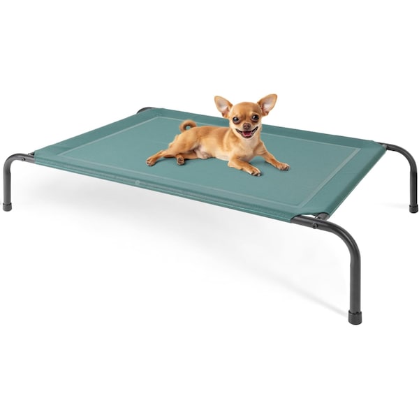 Simple Deluxe FluffyDream Cooling Elevated Dog Cot Bed, Outdoor Raised Lightweight Dog Cot, No-Slip Feet Pet Hamm PTBEDXELEVATED42X25GRN - main
