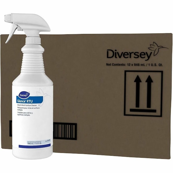 Diversey Liquid Glass Cleaner, Blue, Unscented, Trigger Spray Bottle, 12 PK 04705 - main