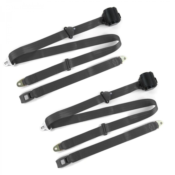 Geared2Golf 3 Point Standard Retractable Bucket Seat Belt Kit with 2 Belts for 1973-1987 Chevy Truck, Charcoal GE2255556 - main