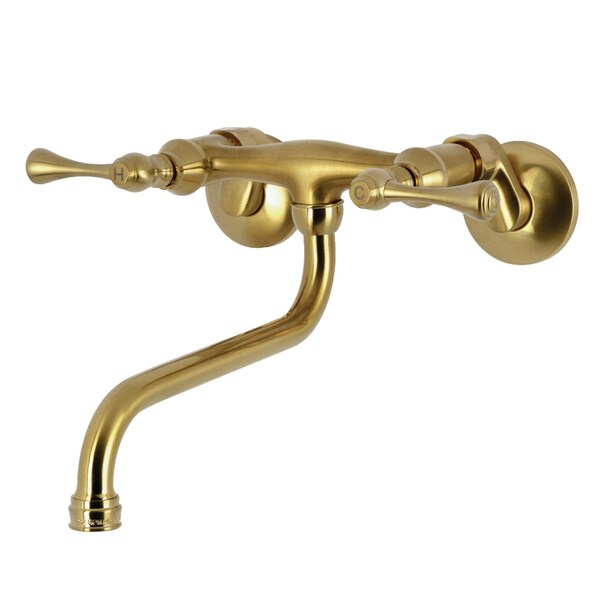 Kingston Brass Double-Handle Wall Mount Bathroom Faucet, Brushed Brass KS315SB - main