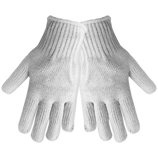 Global Glove 650 Gram Medium Weight Poly/Cotton, Bleached White Gloves, Men's, 12PK S65BW - main