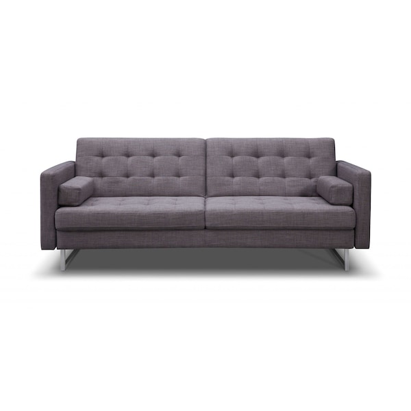 Homeroots 80" Gray Fabric Sofa With Silver Legs 372115 - main