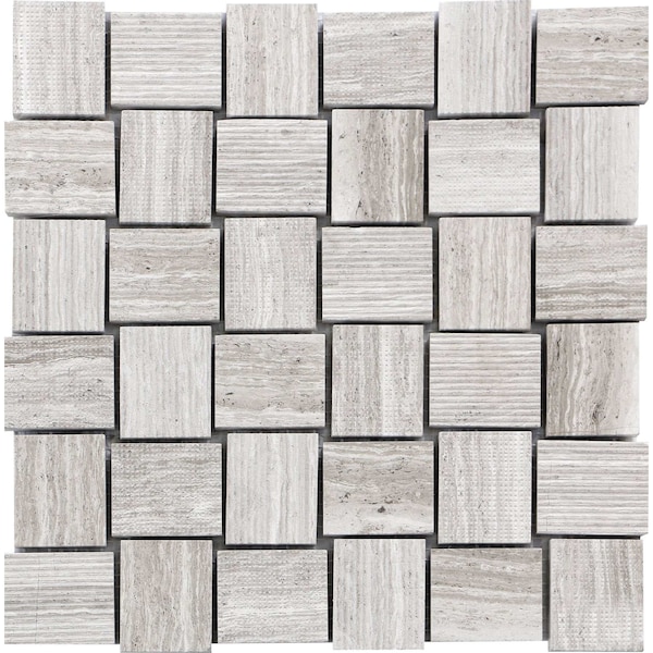 Apollo Tile Wooden Gray 11x11 Marble Polished, Etched Floor and Wall Mosaic Tile 4.13 sqft/case, 5PK APLBL8806WGA - main