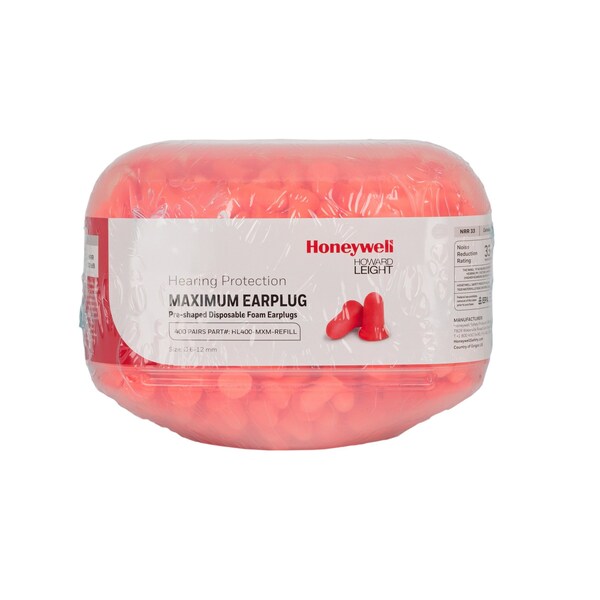 Honeywell Howard Leight Max(R) Disposable Foam, Ear Plug Dispenser Refill, Bell Shape, 33 dB, Orange HL400-MXM-REFILL - main