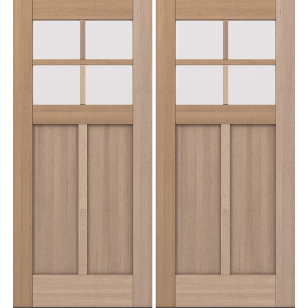 Doornmore CRF-P2G4, 74.5" x 82" ( 2x36" Door) Left Hand, Mahogany SDL 4 Lite Exterior Door CRF-P2G4-SW-3680_2_LI - main