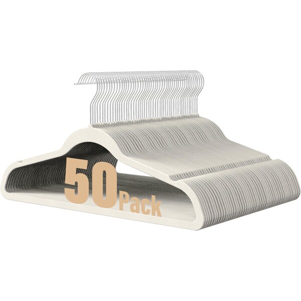 Simple Deluxe HealSmart Velvet Hangers, Space Saving Clothes Hangers for Closet, White, 50PK HKHANGVELVET50WHT - main
