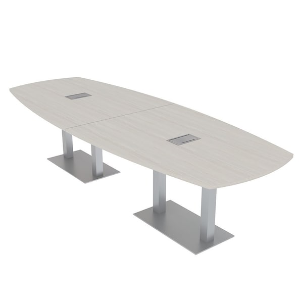 Skutchi Designs Arc Boat Conference Table, 45 in W, 120 in L, Ivory HAR-ABOT-48x120-DOU-K458-ESIL - main