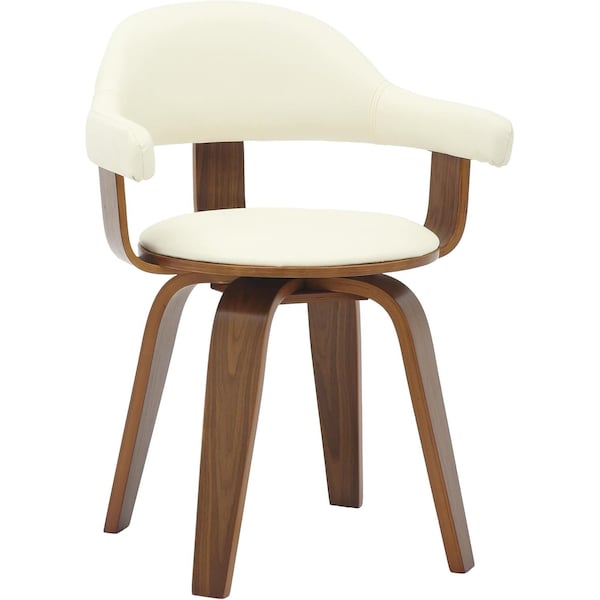 Leisuremod Modern Wooden Dining Chair, Walnut Color Frame in White, Brivo Collection BC22W - main