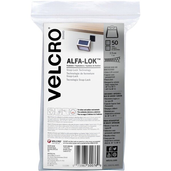 Velcro Brand reg AlfaLok Fasteners, Black, 50PK VEK30076 - main