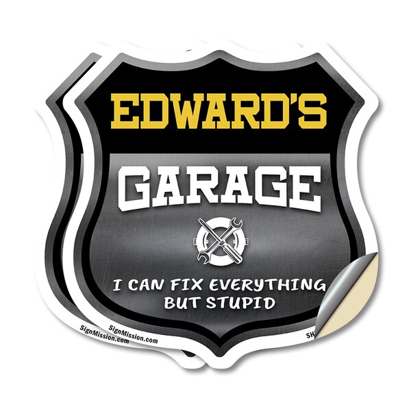 Signmission Edward's Garage I Can Fix Everything But Stupid, 12 inch X 12 inch, Vinyl Decal, 2PK SHI-D-2PACK-12-490-EDWARD - main