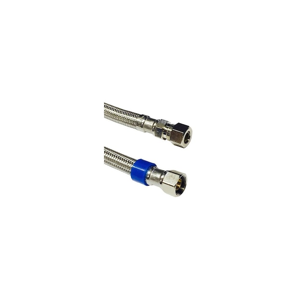 Larsen Supply Co. 3/8 Male Compression x 3/8 Female Compression x 12in Stainless Steel Supply Line 10-0512 - main