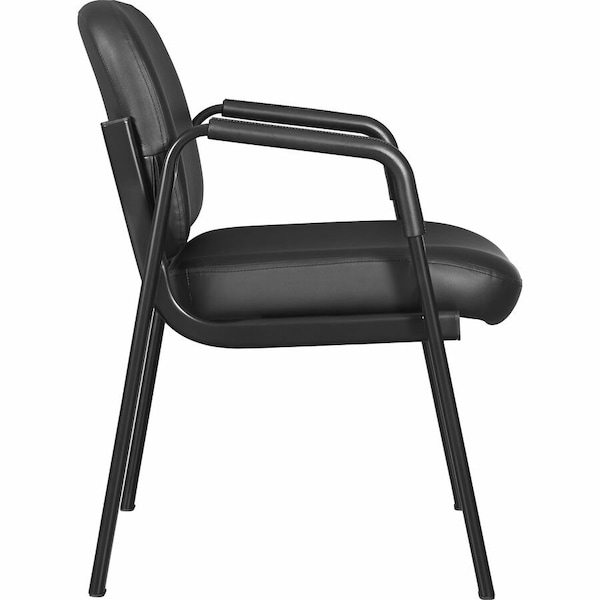 Lorell Deluxe Leather 4-Leg Guest Chair with Arms, Black LLR84594 - main