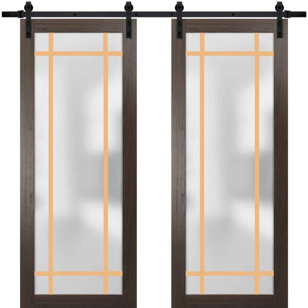 Sartodoors Sturdy Double Barn Door Planum 2113 Solid Core Modern Interior PLANUM2113DB-CA-36 x 80 (2* 18x80) - main