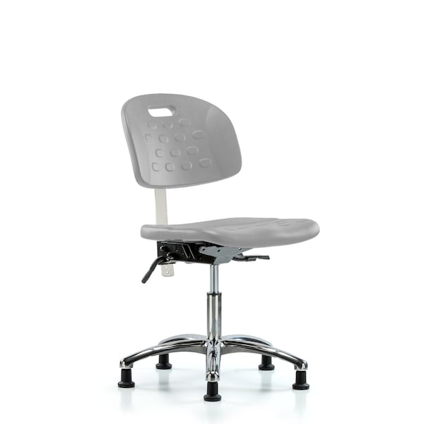 Blue Ridge Ergonomics Class 100 Poly Clean Room Chair - Desk Height with Seat Tilt & Stationary Glides in Gray Poly CLR-HPDHCH-CR-T1-A0-RG-GRY - main