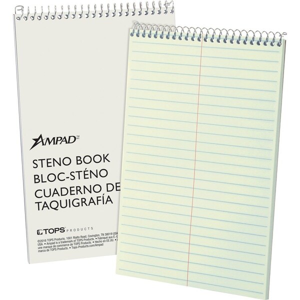 Ampad/ Of Amercn Pd&Ppr Ampad, STENO BOOKS, GREGG RULE, TAN COVER, 6 X 9, 80 GREEN TINT SHEETS 25274 - main