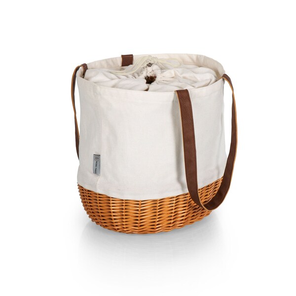 Picnic Time Family Of Brands Coronado Canvas and Willow Basket Tote, Beige Canvas 203-00-187-000-0 - main