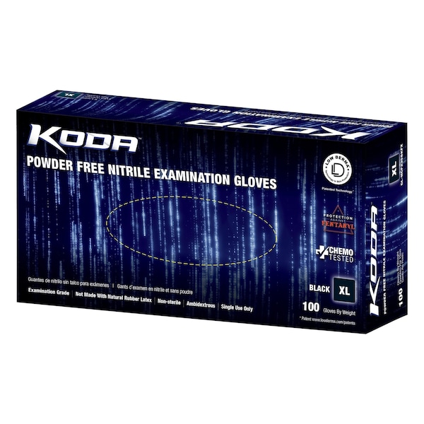 Hospeco Nitrile Powder Free 5.5 mil Exam Gloves - Black, XL Box of 90 GL-NCF235BKFX - main