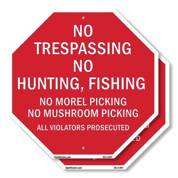 Signmission No Trespassing No Hunting, Fishing, 6 inch X 6 inch, Plastic Sign, 2PK OC-P-2PACK-6-97 - main