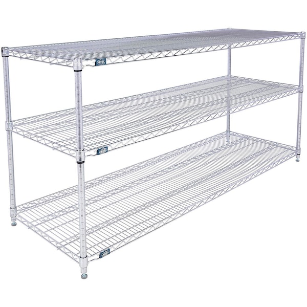 Global Industrial Nexel 3 Shelf, Stainless Steel Wire Shelving Unit, Starter, 72"W x 18"D x 34"H B3149723 - main