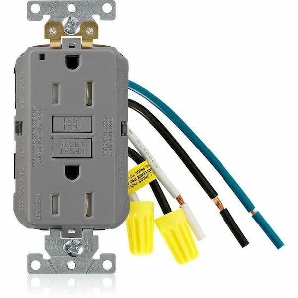 Leviton SmartlockPro GFCI 15A TR/PI Gray GFTR1-5LG - main