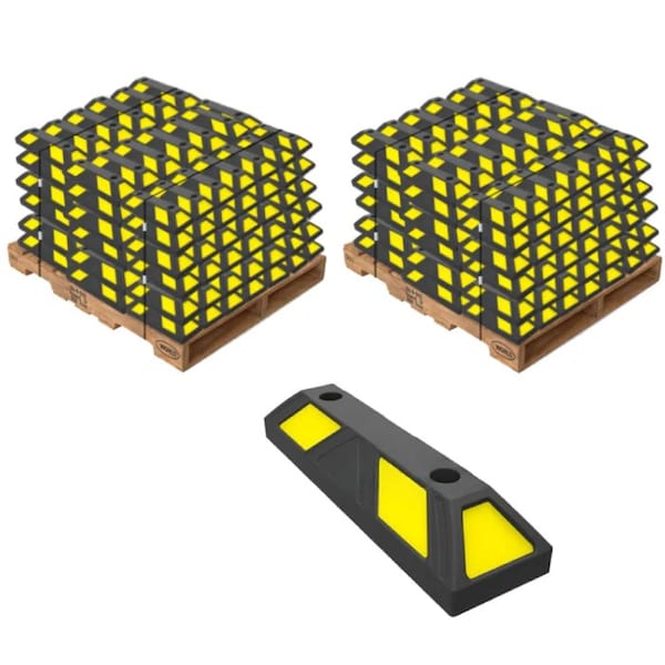Traffic Kontrol Parking Curb Block 20inIN Long - Wheel Stop - Yellow/Black Striped - 720PC Bulk Pallet, 720PK TK-PS-20-BKYW-720 - main