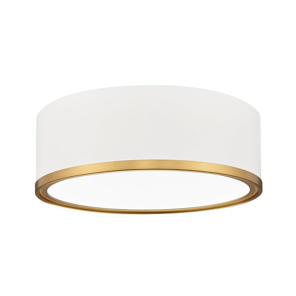 Z-Lite Bradley 1 Light Flush Mount, Matte White and Modern Gold, 12.25 In W 1018F12-MW-MGLD-LED - main