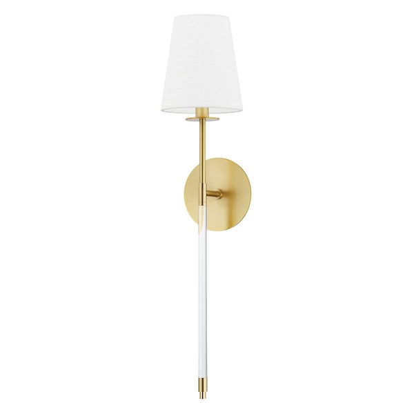 Hudson Valley Lighting Niagara 1 Light Wall Sconce 6 In. Aged Brass/White 2041-AGB - main