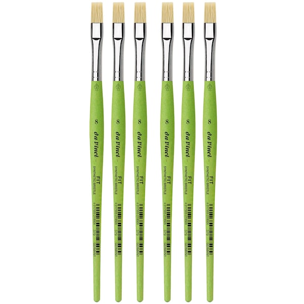 Da Vinci FIT Synthetics Student Brush, Synthetic, Acrylic & Oil, Flat, Series 379, Size 8, 6PK VA-379_8 - main