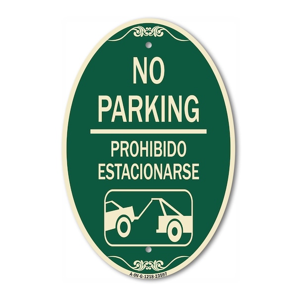 Signmission No Parking Prohibido Estacionarse With Car T, 12 In X 18 In Architectural, Heavy Gauge Aluminum A-OV-G-1218-23597 - main
