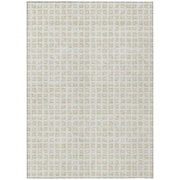 Homeroots 10' X 14' Ivory And Beige Geometric Washable Indoor Outdoor Area Rug 583305 - main
