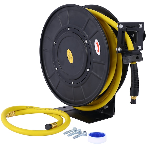 Edendirect 3/8 in. x 50 ft. 300 PSI Retractable Air Hose Reel in Black ED-W46566957 - main