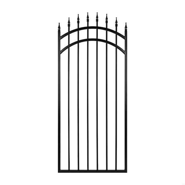 Nuvo Iron 33in Wx68in H Tiger Eye Gate Arched Rails, Self Close