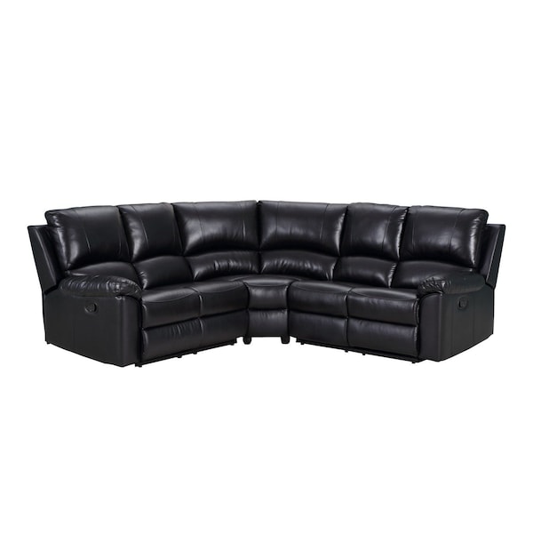 Homeroots Black Polyester Blend Reclining U Shaped Three Piece Corner Sectional 366242 - main