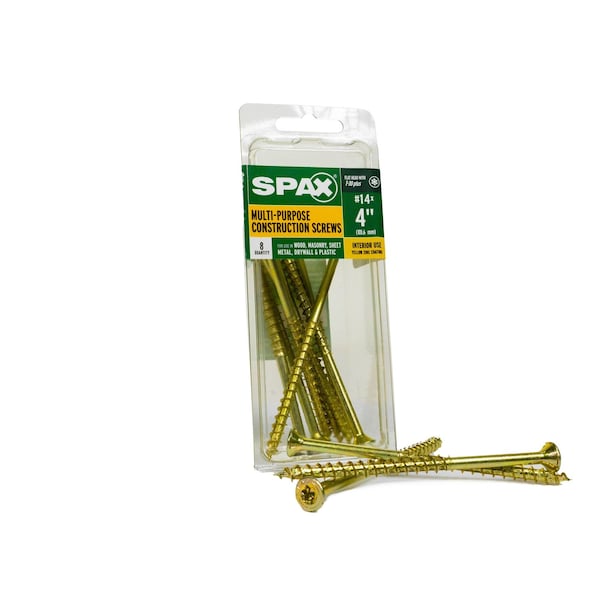 Spax #14 x 4 in Interior Wood Screws Construction Flat Head T-Star Plus, 8PK 4191020601002 - main