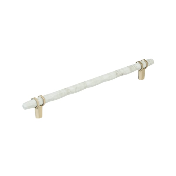 Amerock Carrione 10-1/16 inch 256mm Center-to-Center Marble White/Golden Champagne Cabinet Pull BP36664MWBBZ - main