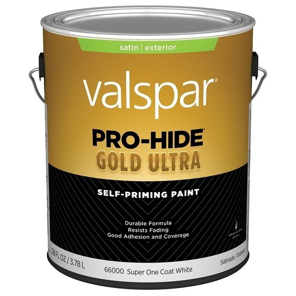 Valspar Pro-Hide Gold Ultra 6600 Latex Paint, Acrylic Base, Satin Sheen, Super One Coat White, 1 gal 028.0066000.007 - main