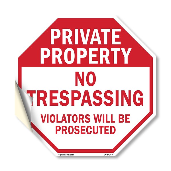 Signmission Private Property No Trespassing Vio, 10 Inch X 10 Inch, Vinyl Decal OC-D-10-148 - main