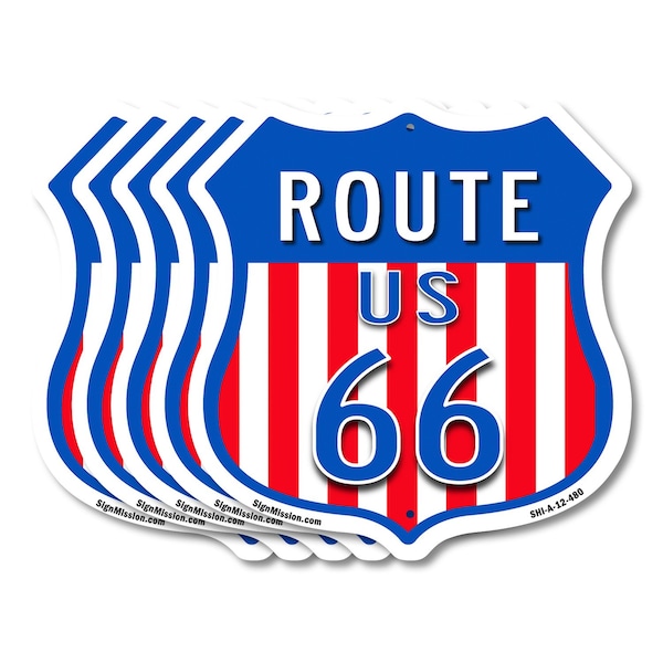 Signmission Route Us 66, 12 inch X 12 inch, Aluminum Metal Sign, 5PK SHI-A-5Pack-12-480 - main