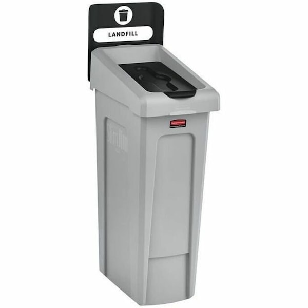 Rubbermaid Commercial 23 gal Rectangular Recycling Bin, Flat with Top Opening, Black, 1 Openings 2185053 - main