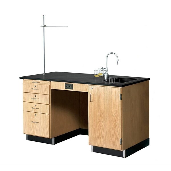 Diversified Spaces Teachers Desk Instructors Desk, Fxtrs, 60"x30"x36", Oak, 30" D X 36" H, 60" W X Red Oak, Oak 1216K-R - main