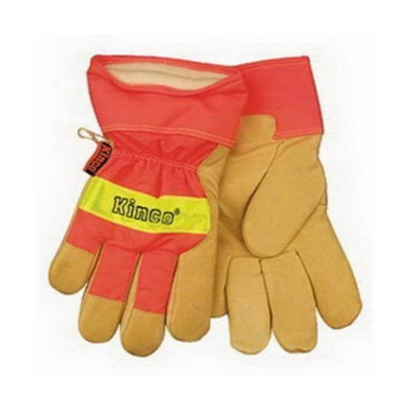 Kinco High Visibility General Purpose Gloves, Large, Grain Pigskin Leather Palm, Nylon Back 1938-L - main