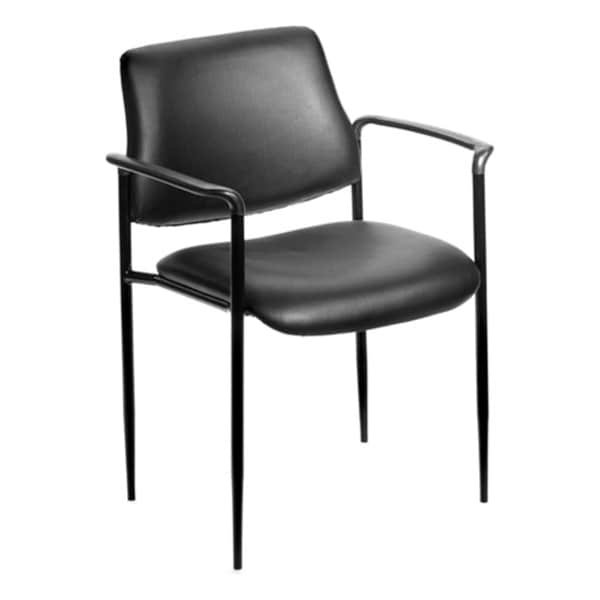 Boss Office Products Boss Stacking Guest Chair with Arms - Vinyl - Mid Back - Black, PK4 B9503-CS - main
